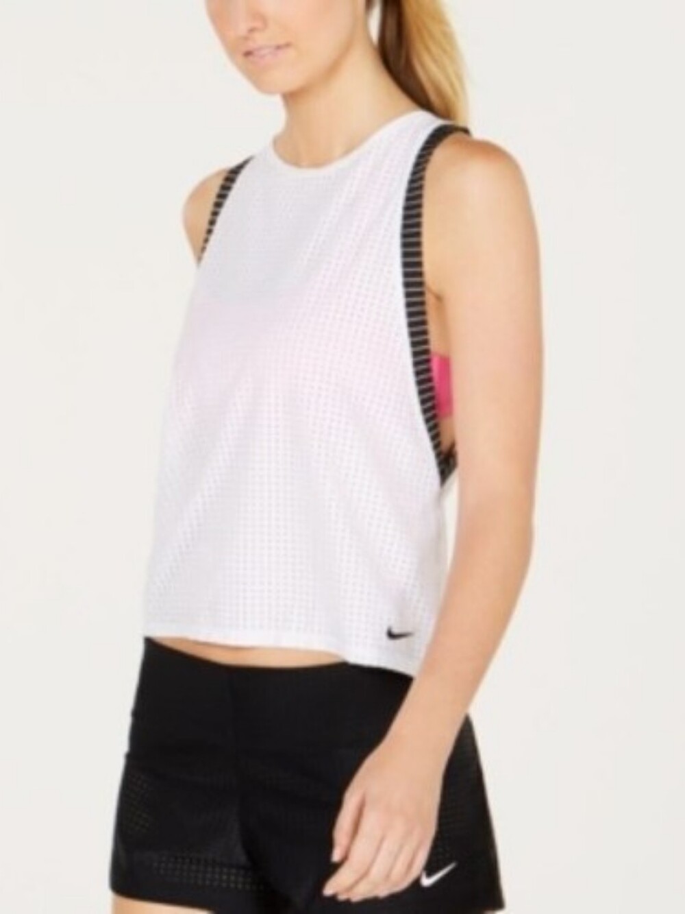 Nike Large 2-in-1 Layered Mesh Crop Tank & Sports Bra Swim Top